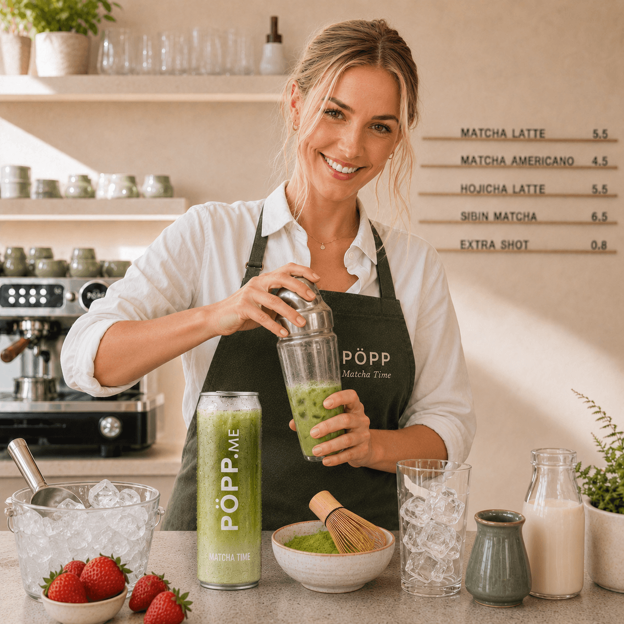 PÖPP Matcha Latte Schichten und Zubereitung
